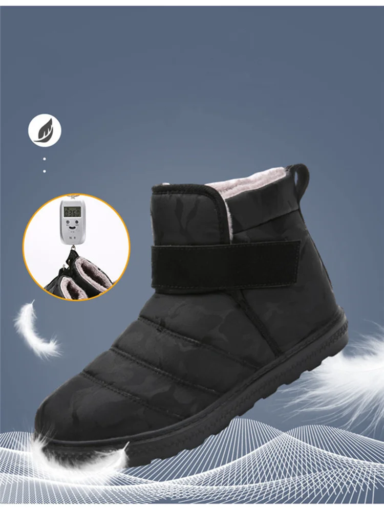 Новая мода Мужские ботинки высокое качество Водонепроницаемый Non-slip Женские Зимние ботильоны обувь Обувь на теплом меху плюшевые крючок на застежке-липучке; Мужская зимняя обувь
