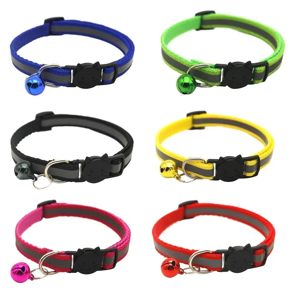 

collier chat 6 PACK Reflective Cat Collars Safety Quick Release with Bell- Adjustable 19-32cm #3S30