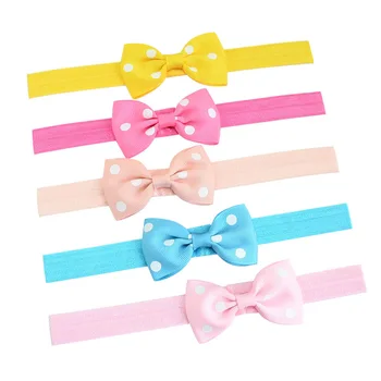 

1 PCS Dots Headband Children Girls Bow Knot Headband Elastic Hairband Soft Turban Headwrap Hair Accessories 20-color hair band