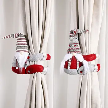 

Christmas Santa Curtain Buckle Striped Hat Forest Old Man Side Hug Curtain Buckle Christmas Home Decoration Window Accessories