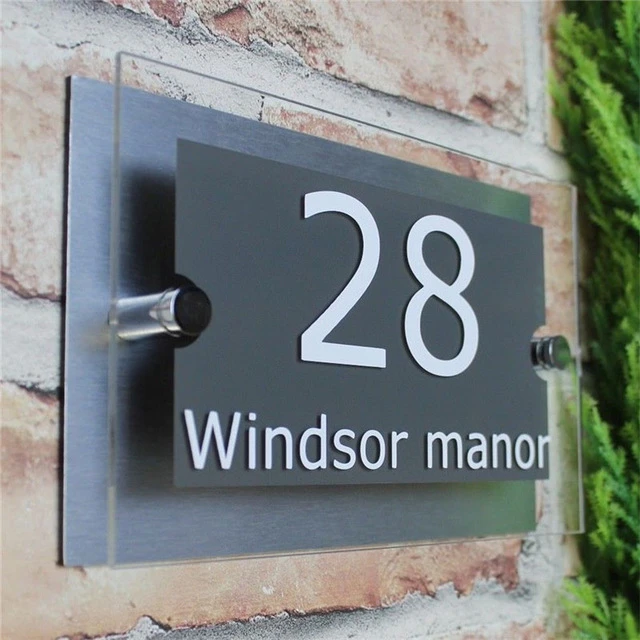 Modern House Number Signs Acrylic Door Plaques Address Name Plates Personalised