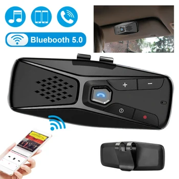 

2 in 1 Multipoint Speakerphone 5.0+EDR Wireless Bluetooth Handsfree Car Kit Stereo MP3 Music Player Sun Visor Clip Audio Adapter