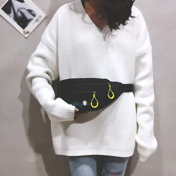 

Women Canvas Waist Bag Flower Pattern Belt Bags Trend Solid Letter Chest Bag Lady Coin Purse Outdoor Travel Bags Fanny Pack 2020
