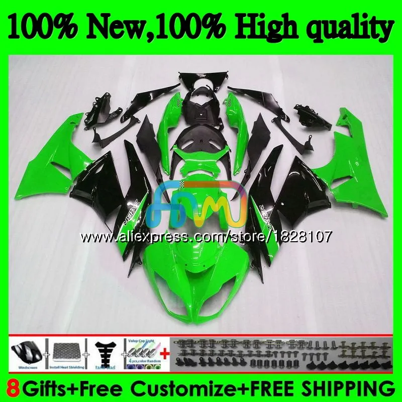 Корпус для KAWASAKI ZX636 ZX600 ZX-6R ZX 6R ZX 636 600CC 9BS. 73 ZX-636 ZX6R цвета: зеленый, черный 09 10 11 12 2009 2010 2011 2012 обтекатель