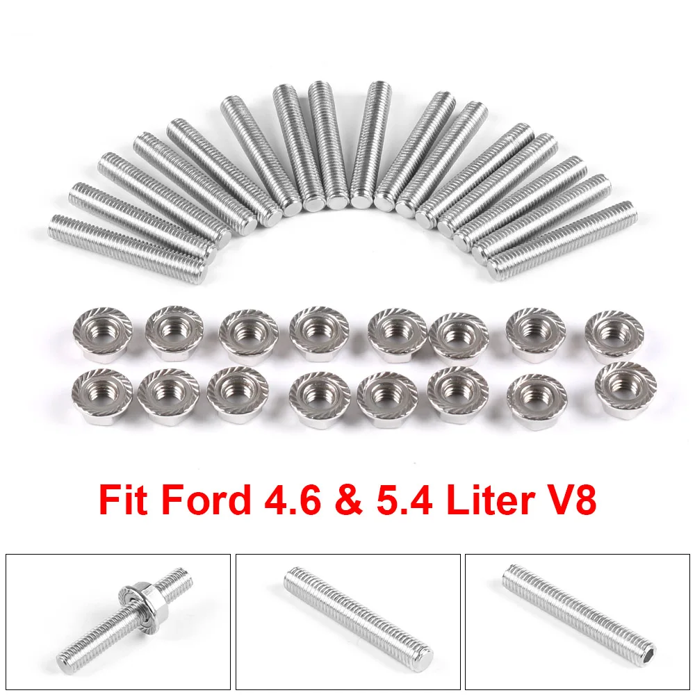 For Ford 4.6 5.4 Liter V8 Stainless Steel Exhaust Manifold Stud Nuts Kit 2 Manifolds N811313S431 | Автомобили и мотоциклы