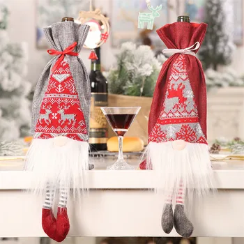 

Santa Claus Christmas Tree Wine Bottle Covers Decoration Christmas Halloween New Year Gift Bags Holders Ornaments Navidad#35