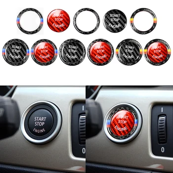 

For BMW E70 E71 X6 E81 E90 E91 E60 Carbon Fiber Car Engine Start Stop Switch Button Trim Cover Sticker