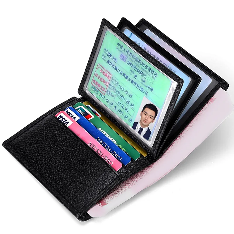 

Full-grain Leather Driving Document Package Multi-functional Leather Wallet Verticle MEN'S Wallet Double Leaflet ID Card Bag