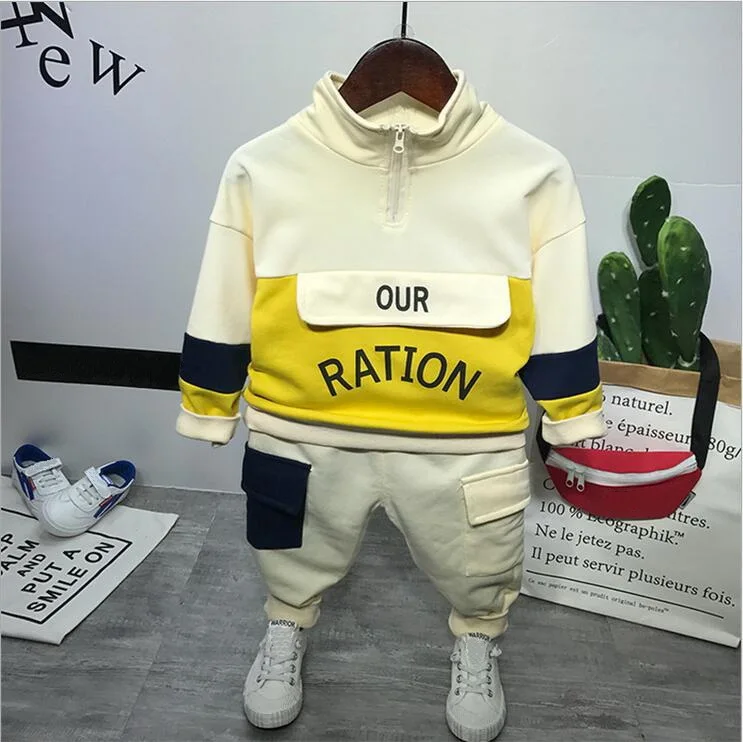 yellow Комплекты одежды для мальчиков костюмы для мальчиков на весну и осень свитер с длинными рукавами+ штаны детская одежда из 2 предметов комплект одежды для детей от 2 до 6 лет - Color: yellow