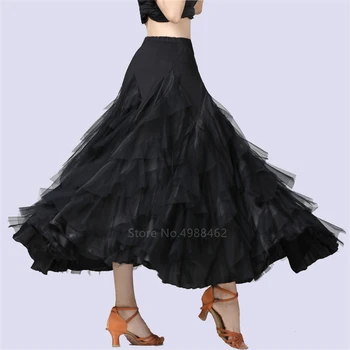 

2020 Women Dancing Costumes Flamenco Waltz Ballroom Dance Skirts Classical Competition Practice Layered Big Swing Spanish Skirts