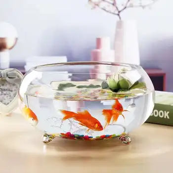 

Thick Drum Goldfish Bowl Small Number round Band Base Glass Cylinder Landscaping Turtle Tank