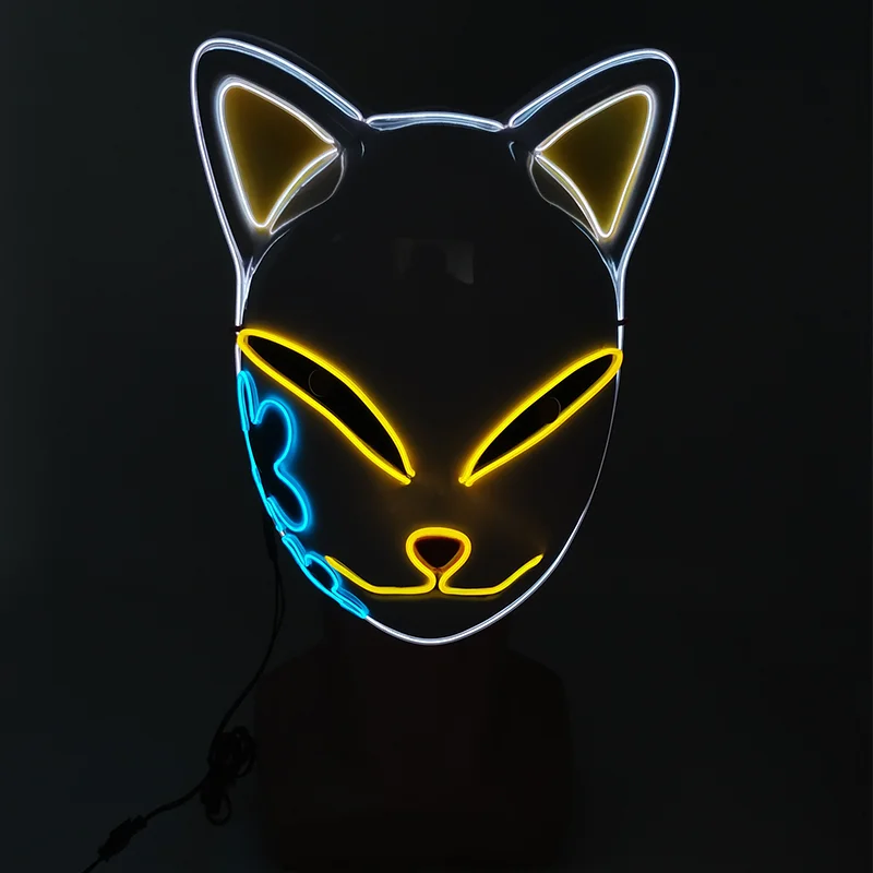 sexy anime cosplay Demon Slayer Glowing EL Wire Mask Kimetsu No Yaiba Characters Cosplay Costume Accessories Japanese Anime Fox Halloween LED Mask funny halloween costumes