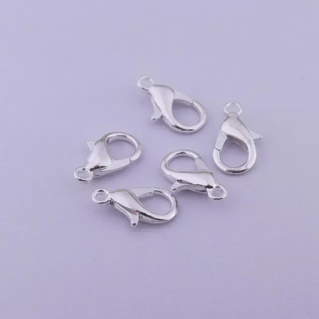 10/12/14/16/18/21mm Silver Gun Black Metal Lobster Clasps Hooks Bracelet End Connectors For Jewelry Making DIY Necklace Buckle silver