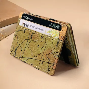 

2020 New Map Pattern Creative Magic Wallet Men and Women Fashion Wallet Pu Double-Sided Coin Purse