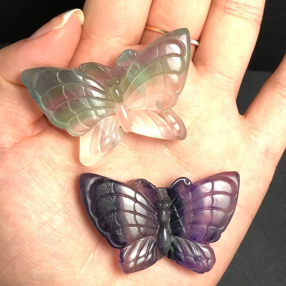 Beautiful Nature Fluorite Hand Carved Butterfly