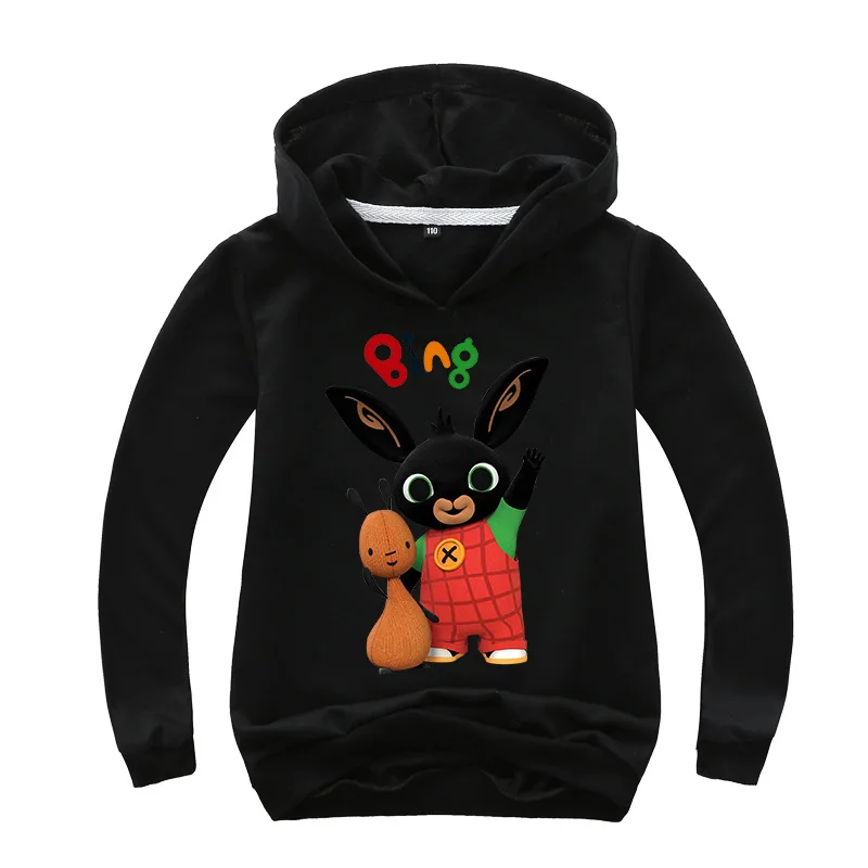 От 2 до 16 лет пуловер с кроликом из мультфильма Bing Bunny, толстовки с капюшоном, свитшоты, рубашки для маленьких мальчиков и девочек, весенне-Осенние футболки с длинными рукавами