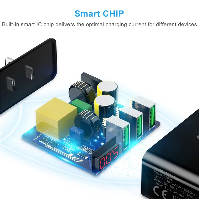 3 Порты и разъёмы LED Дисплей USB Зарядное устройство Универсальный 5 В/3A интеллектуальная подзарядка EU/us Plug Путешествия стены Зарядное устройство адаптер для iphone телефон Зарядное устройство