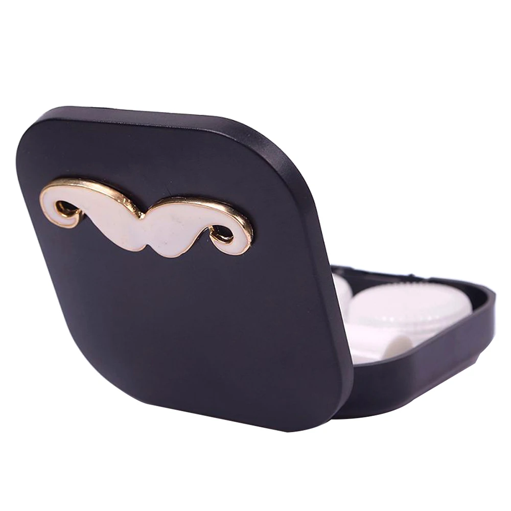 Популярные очки для путешествия с бородой контактные линзы коробка для контактных линз чехол для влюбленных мультфильм милый Дорожный комплект легко носить с собой зеркальный контейнер - Цвет: black