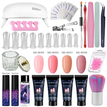 

MSRUIOO Poly Nail Extension Gel Set 6w LED Lamp Nail Gel Polish Set Quick Building For Nail Extensions Hard Jelly Gel Manicure