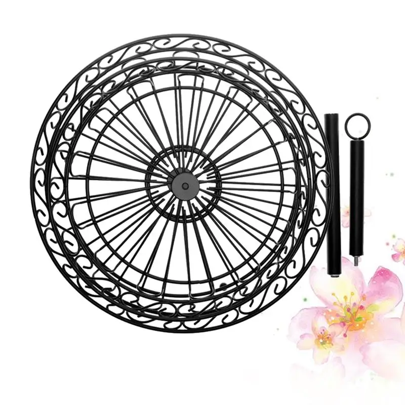 Double Layer Iron Art Fruit Basket Detachable Kitchen Restaurant Storage Basket(Black