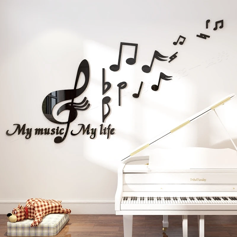 Акриловые 3D наклейки на стену Music Note искусство сделай сам для танцевальной