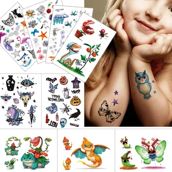

Children temporary tattoo stickers plants vs zombies Cute cartoon tattoo Charizard panda kids Waterproof small tattoo