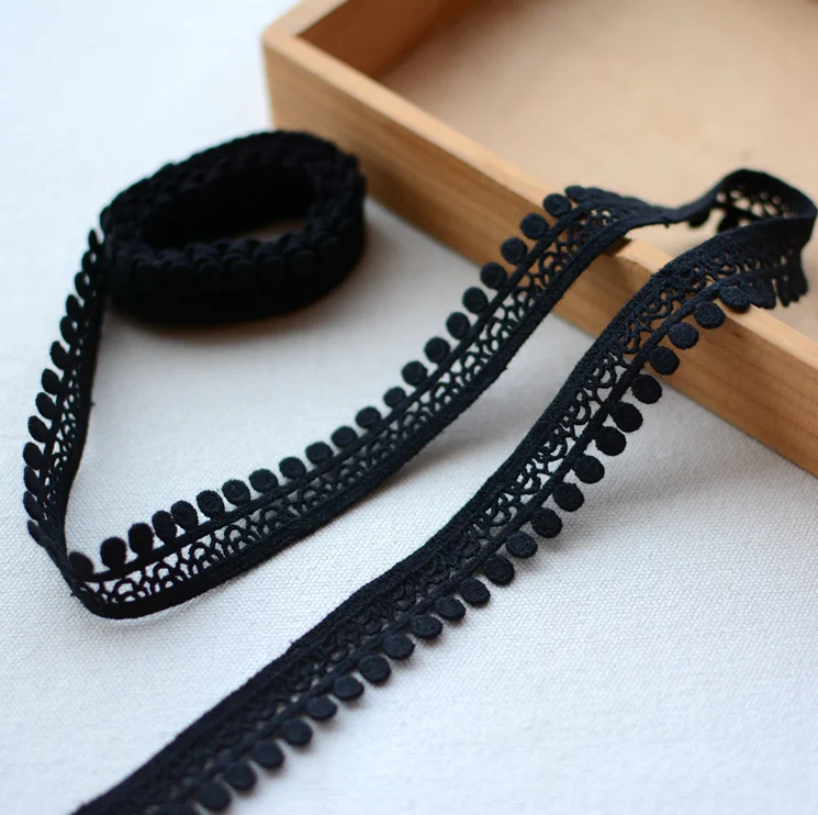 Blue Black Cotton Embroidered Lace Trim Ribbons Fabric DIY Sewing Handmade Craft Materials Garment Clothes Accessories 3 Meters