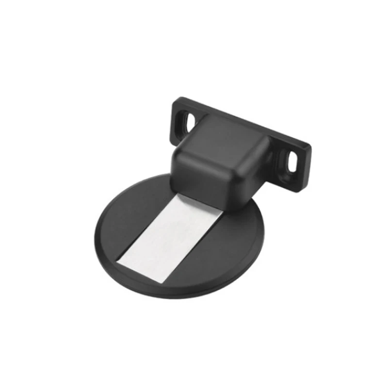 AOBT Black Stainless Steel Magnetic Door Stopper Hidden Door Holders Floor Mounted Nail-free