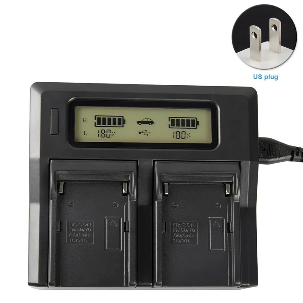 Accessory Home Black Durable Intelligent Digital Pre-charge USB Battery Charger Dual Channel For Sony NP-F970F960/F750/F550 - Цвет: US