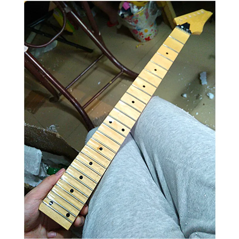Disado 24 Frets Glossy Paint Maple Electric Guitar Neck Maple Scallop Fingerboard Inlay Dots Guita Accessories Parts