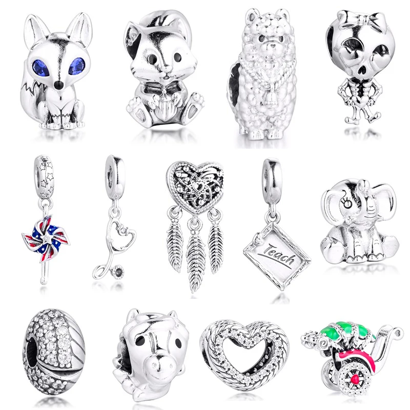 

CKK Heart Dreamcatcher Fox Charms 925 Original Fit Europe Bracelets Sterling Silver Charm Beads for Women Jewelry Making DIY