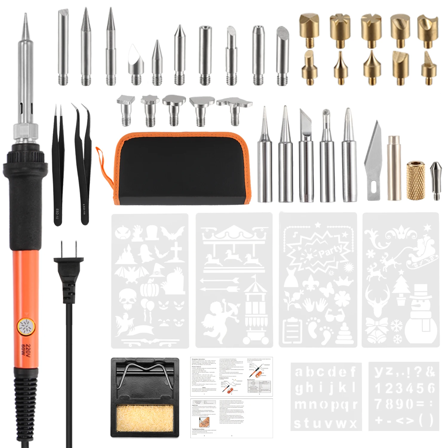 45 шт. Электрический паяльник деревянный комплект для выжигания лучшая ручка