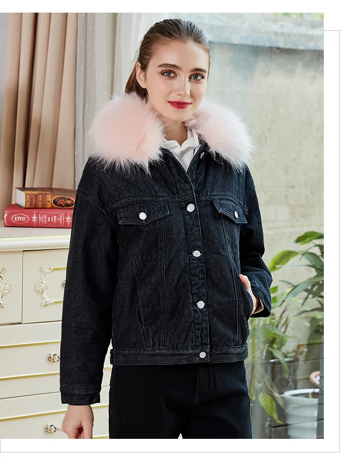 LEIJIJEANS, новинка, большой размер, плюс бархат, джинсовая одежда, модный большой меховой воротник, четыре цвета, классика, плюс бархат, женская джинсовая куртка