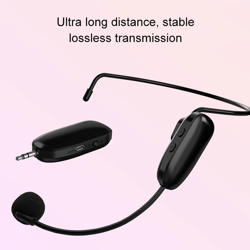 2.4G Wireless Microphone Headset 2 in 1 Handheld Head-Wear Bluetooth Microphone for Speech Loudspeaker Teaching Meeting Guide