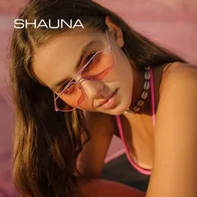 SHAUNA двойные Brigdes модные Rectange солнцезащитные очки для женщин прозрачный красный розовый линзы Оттенки для мужчин