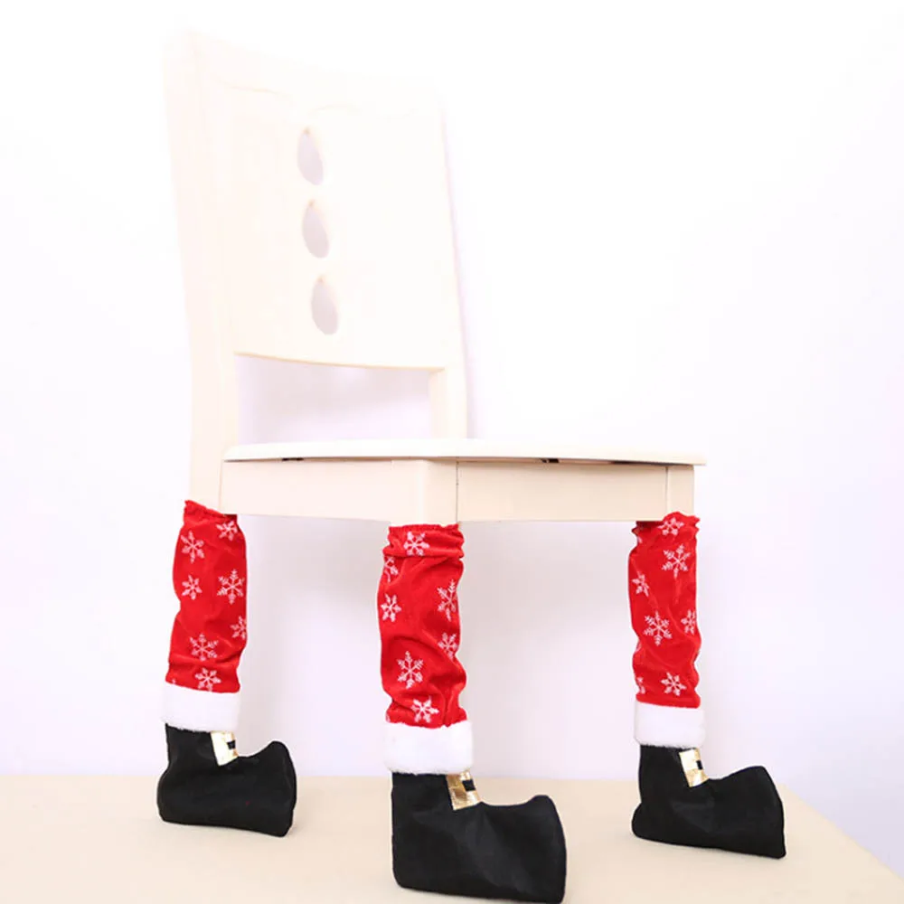 

4 Pcs Christmas Table Leg Chair Foot Covers Home Chair Table Cover New Year Decor