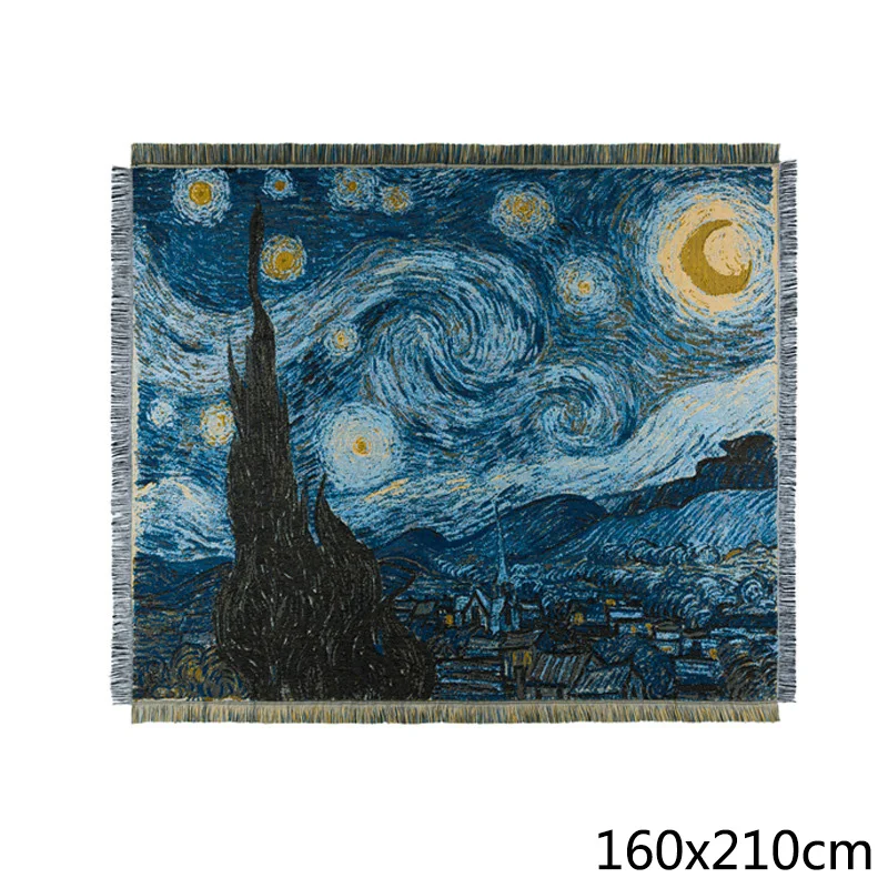 

Van Gogh Starry Night Star Tapestry Blanket Carpet Bedroom Home Decoration Nordic Plush Blanket Coffee Table Pad Room Home