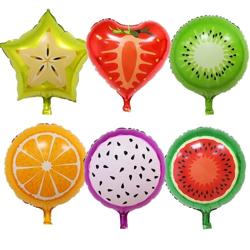 6pcs/set 18-inch Fruit Aluminum Foil Balloon for Baby Shower Birthday Party Decorations Gender Reveal Unicorn Party Supplies