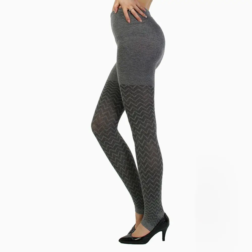 FENNASI Winter Women Thick Warm Tights Print Polka Dots Sexy Pantyhose Lady High Waist Casual Stripe Cotton Leg Warmers Tights - Цвет: ML21-Gray