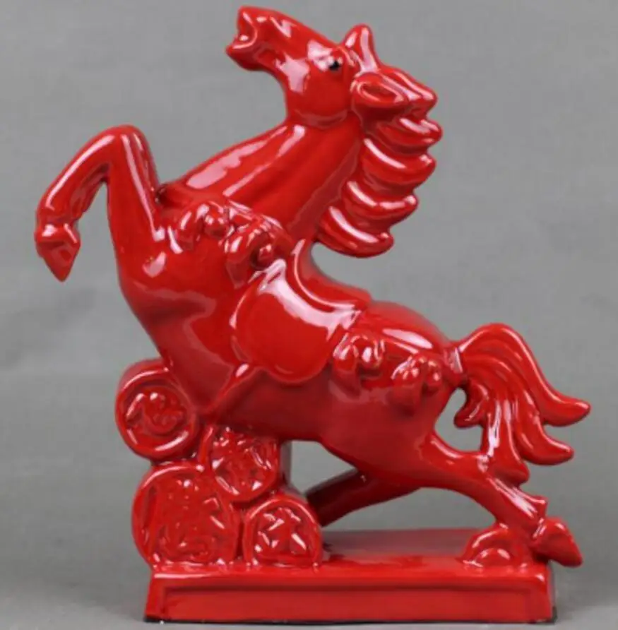 Медная статуя керамические красные фотоэлементы украшение для дома лошадь