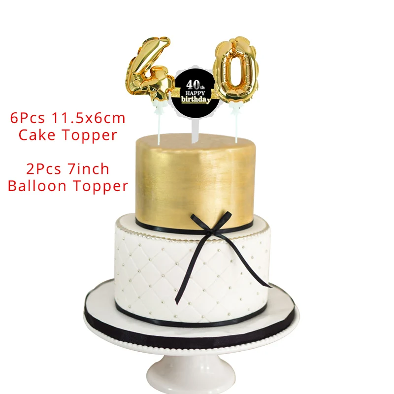 40th cake toppers 30 40 50 60 лет для капкейка-День рождения Юбилей взрослых 30th 40th 50th 60th украшения для торта на день рождения поставки - Цвет: 40th cake toppers