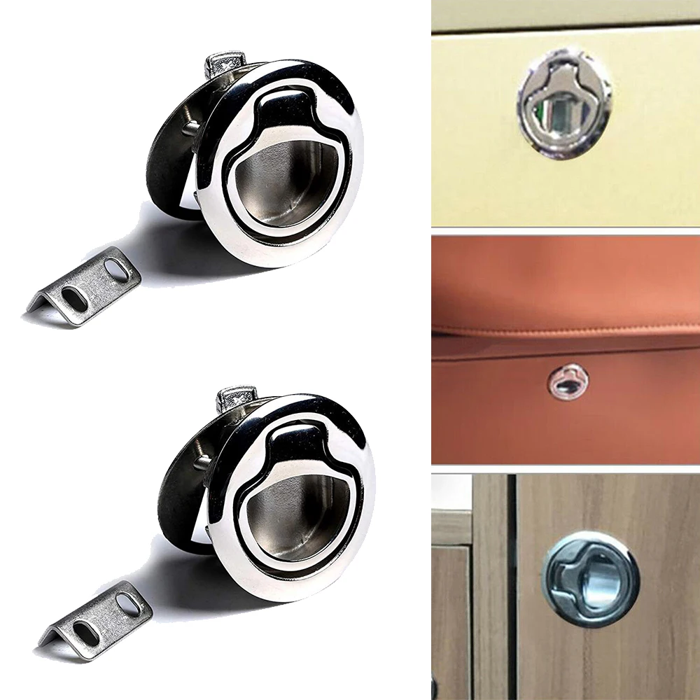 

2" Deluxe 316 Stainless Steel locking flush latch stainless steel sam latches Flush Mount Hatch Flush Pull Latch Marine Key Door Locking Hardware Accessory for Boat Marine Medical Ships Automation Equipment
