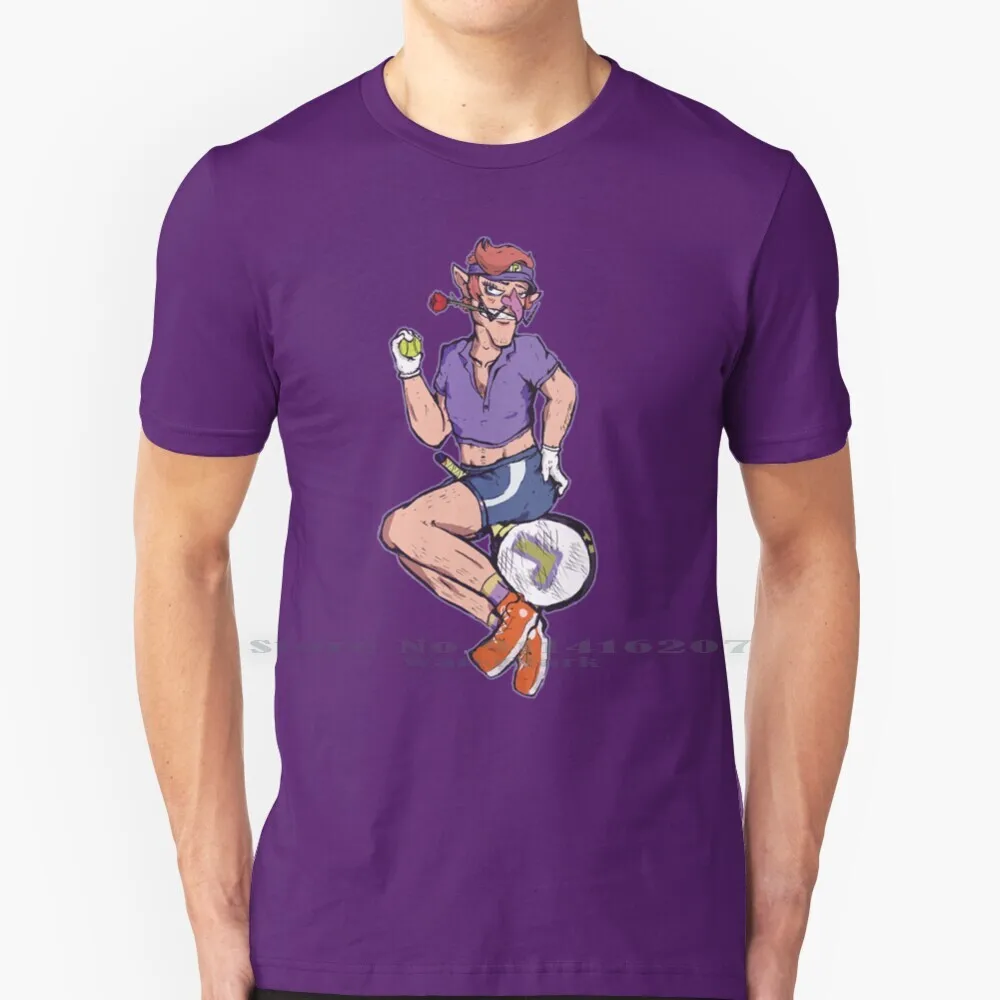 Waluigi Pin Up Poster T Shirt 100% Puro Cotone Waluigi Nintendo Super Nintendo Switch Tennis Up Videogiochi Gamer Gaming
