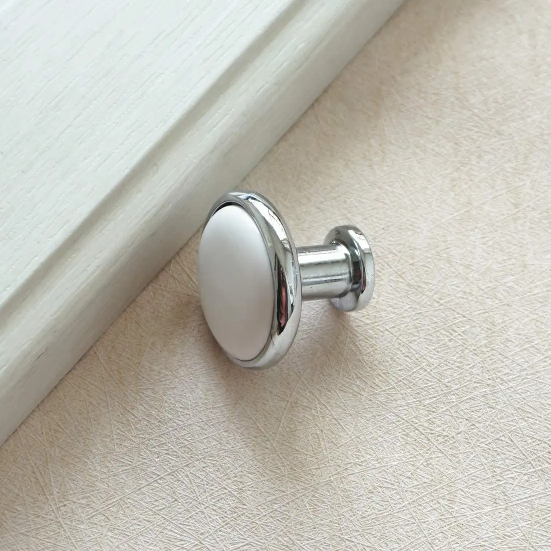White Ceramic Chrome Cabinet Handles 6