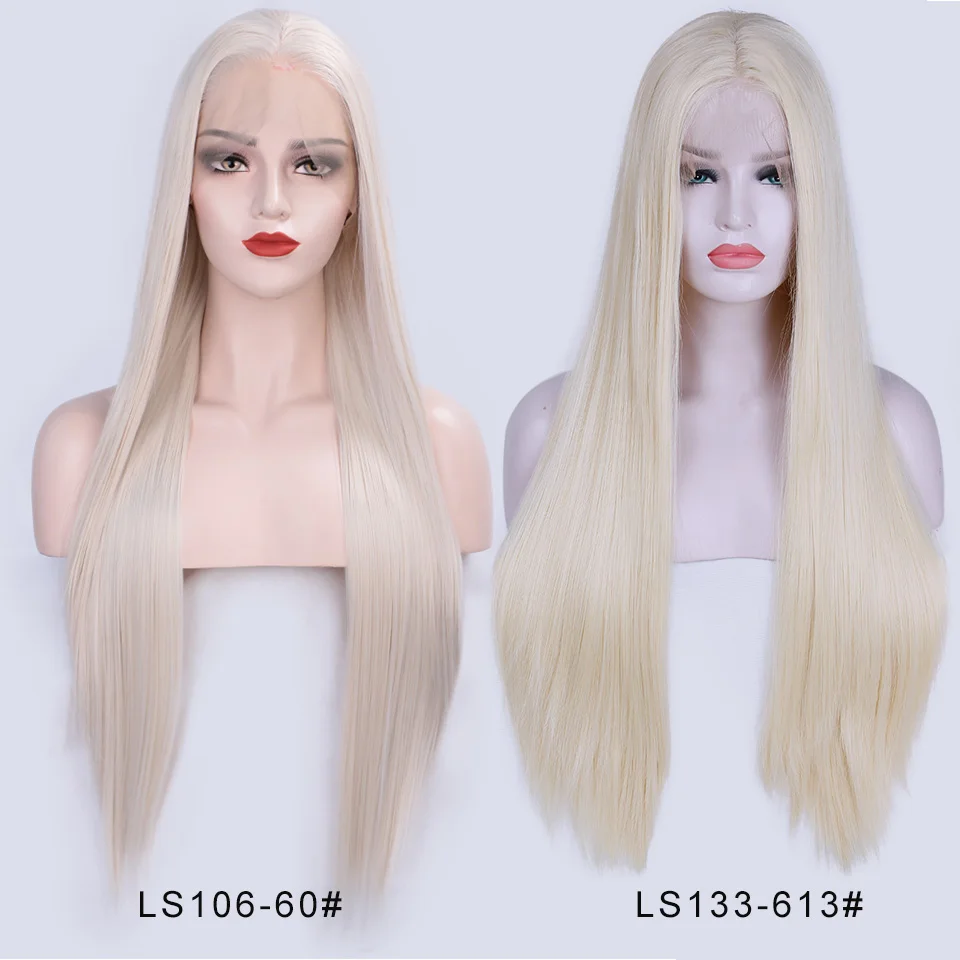 I's a wig 26 ''платиновый блонд синтетические парики на шнурках для женщин парик с длинными прямыми волосами розовый/черный цвет термостойкие волокна волос