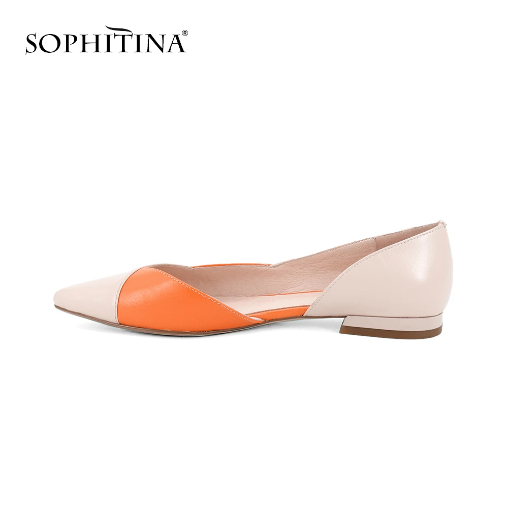 SOPHITINA/новые женские туфли на плоской подошве из высококачественной овечьей кожи; пикантная удобная обувь с острым носком; модная обувь смешанных цветов на ровной подошве; PC186