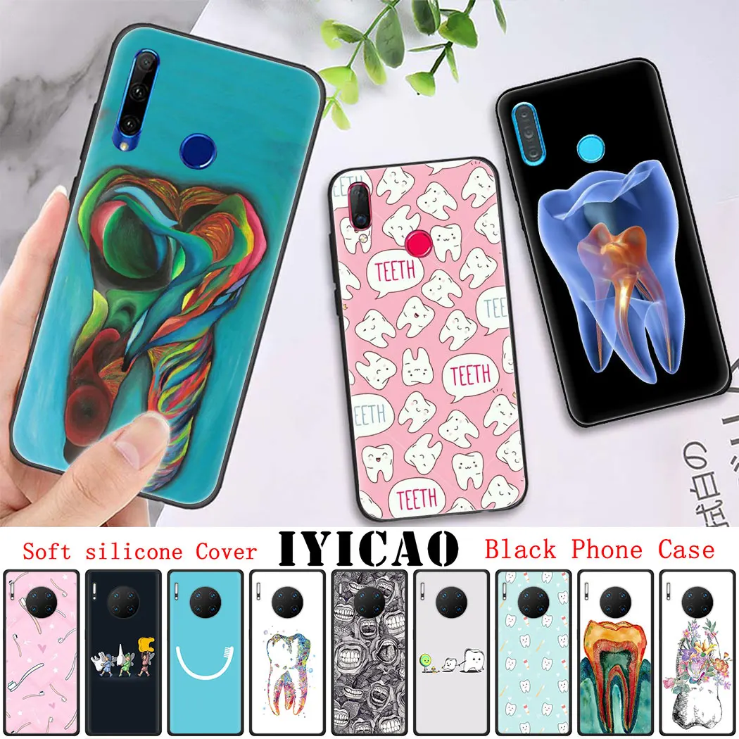 Soft silicone Cover for Huawei P20 P30 Pro Lite P8 P9 P10 Mini P Smart Z Plus 2019 Case Dentist Tooth Pattern | Мобильные телефоны