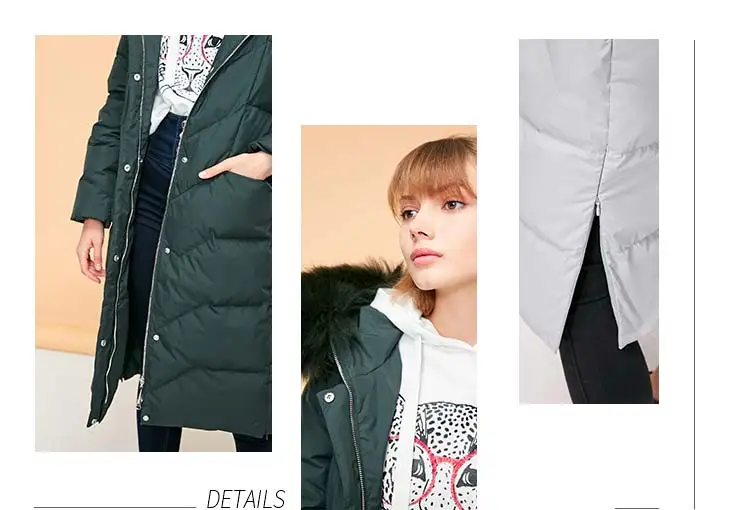 Vero Moda женский длинный пуховик с капюшоном из меха енота | 318412531