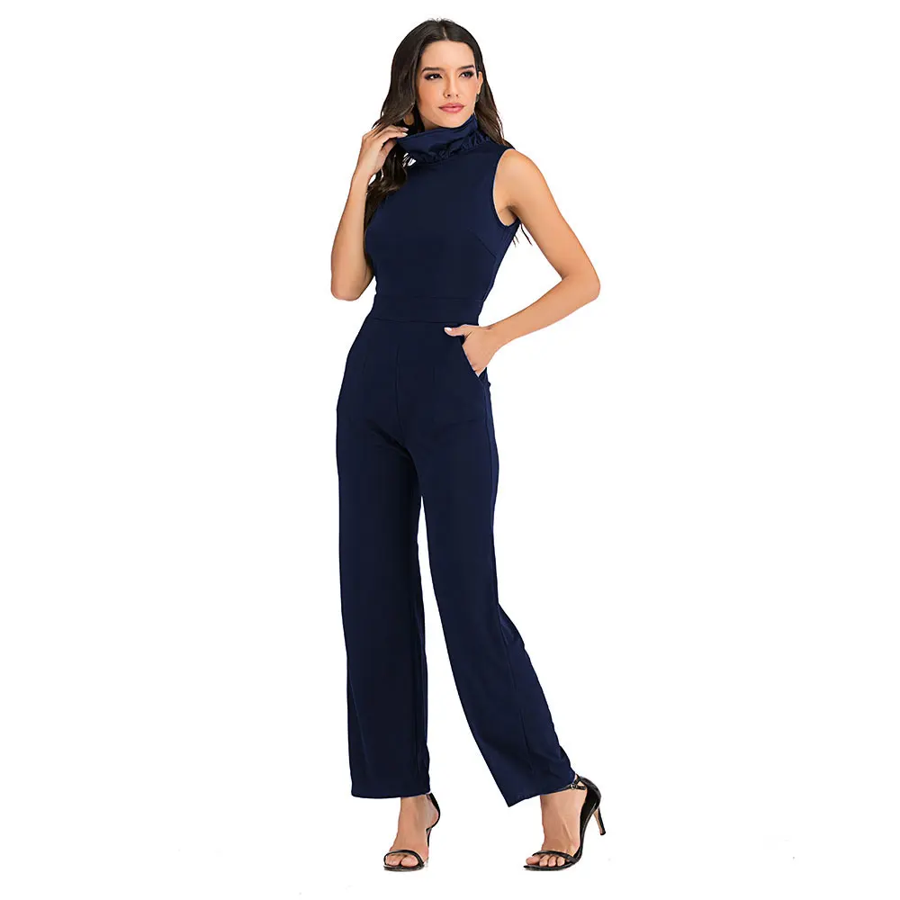 Горячая Новинка женский комбинезон труба воротник без рукавов Slim fit Летние повседневные штаны от комбинезона A2830