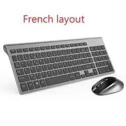 Teclado francês rato sem fio adequado para o jogo jogador de computador imac tv teclado francês rato teclado sem fio teclado do jogo